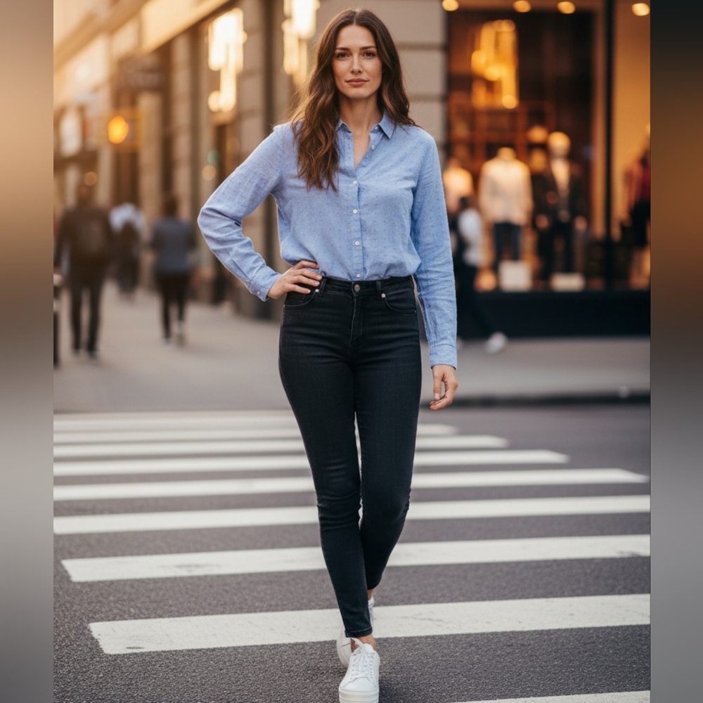 Gap 100% Cotton Blue Boyfriend Button Down Shirt